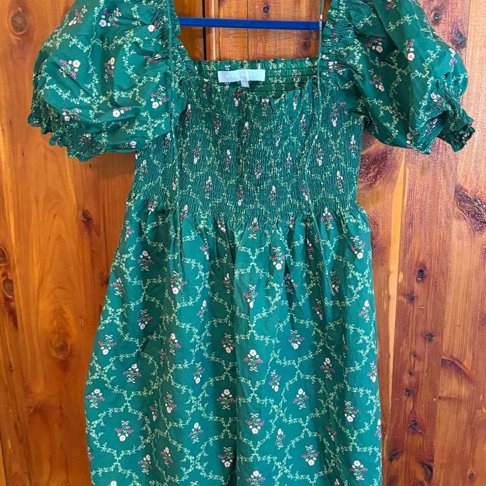 Hill House Green Puff Sleeve Sundress